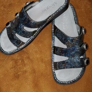 Alegria Glittery Black and Silver Sandals  Size 37
